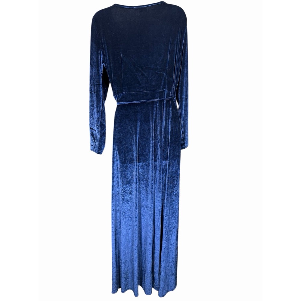 Baltic Born Velvet Wrap Dress NWT Sapphire Blue Long Sleeve Maxi Sz XL Holiday - Picture 9 of 15